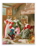 Cinderella Trying on the Glass Slipper, from 'Les Contes De Perrault' (Chromolitho) Giclee Print by Frederic Theodore Lix