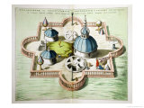 General View of the Observatory of Uraniborg, Constructed circa 1584 by Tycho Brahe Giclee-trykk av Willem And Joan Blaeu General View of the Observatory of Uraniborg, Constructed circa 1584 by Tycho Brahe Giclee-trykk av Willem And Joan Blaeu