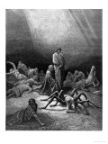 Virgil (70-19 BC) and Dante Looking at the Spider Woman, Illustration from "The Divine Comedy" Reproduction procédé giclée par Gustave Doré