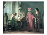 Dante Presenting Giotto to Guido Da Polenta reproduction procédé giclée par Giovanni Mochi