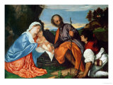 The Holy Family and a Shepherd, circa 1510 Giclee Print by Titian (Tiziano Vecelli) 