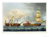 Capture of La Fique, January 5th 1795, from "The Naval Achievements of Great Britain" reproduction procédé giclée par Thomas Whitcombe