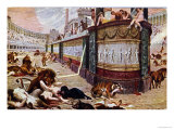 Postcard Depicting the Bloody Games in the Arena in Rome, Illustration from "Quo Vadis," 1910 Giclee Print by Jan Styka