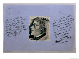 Manuscript Page with Portrait of Berthe, Baudelaire's Last Mistress, Brussels 1864 Giclee-trykk av Charles Pierre Baudelaire