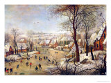 Winter Landscape with Bird Trap Reproduction procédé giclée par Pieter Brueghel the Younger