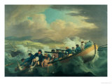 Survivors from a Shipwreck off the Isle of Wight Being Rescued by the Crew of H.M.S. Juno Giclee Print by Robert Dodd
