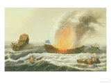 A Naval Engagement Between the "Quebec" and the "Surveillante," circa 1779 reproduction procédé giclée par Richard Paton
