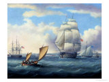 Euryalus (Capt. Blackwood), Thunderer and Ajax Leaving Plymouth to the Battle of Trafalgar (1805) Giclee Print by Thomas Buttersworth