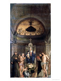 Madonna and Child Enthroned Between Ss. Francis, John the Baptist, Job, Dominic, Sebastian, Louis Giclee Print by Giovanni Bellini