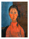 Girl with Pigtails, circa 1918 Giclee Print by Amedeo Modigliani