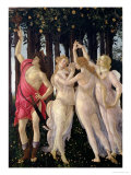 Primavera: Detail of the Three Graces and Mercury Reproduction procédé giclée par Sandro Botticelli