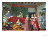 The Birth of St. John the Baptist Giclée-tryk af Domenico Ghirlandaio
