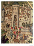 Saint Jordi Altarpiece, Detail Showing the Conquest of the City of Majorca Giclee Print by Pedro Nisart