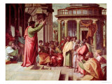 St. Paul Preaching at Athens (Sketch for the Sistine Chapel) (Pre-Restoration) Giclee Print by Raphael 