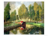 Barge on a River, Normandy Giclee-trykk av Rupert Charles Wolston Bunny