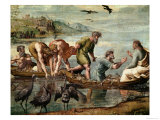 The Miraculous Draught of Fishes (Sketch for the Sistine Chapel) (Pre-Restoration) Reproduction procédé giclée par Raphael 