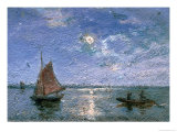 Fishing Boats by Moonlight Lámina giclée por Alfred Wahlberg