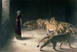 Daniel in the Lions Den, Mezzotint by J. B. Pratt, with Hand Colouring Giclee Print by Briton Rivière
