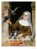 Feeding the Pigeons, 1877 Giclee-trykk av Eugen Von Blaas Feeding the Pigeons, 1877 Giclee-trykk av Eugen Von Blaas