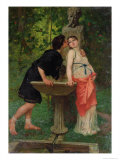 Lovers by a Fountain Giclee Print by Modesto Faustini