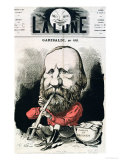 Cover Illustration of "La Lune" Magazine Featuring Giuseppe Garibaldi, September 1867 Giclee Print by André Gill