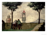 Men Looking over a Wall, from the Visitation (Detail) Giclee Print by Domenico Ghirlandaio