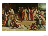 The Death of Ananias (Sketch for the Sistine Chapel) (Pre-Restoration) Reproduction procédé giclée par Raphael 