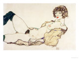 Reclining Nude in Green Stockings, 1914 reproduction procédé giclée par Egon Schiele