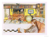 The Reading Room, Published in "Lasst Licht Hinin",("Let in More Light") 1909 Giclee Print by Carl Larsson