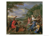Moses Defending the Daughters of Jethro Giclee Print by Charles Le Brun