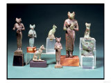 Several Statuettes of the Cat-Goddess Bast and Cat Figurines Representing the same Goddess, Egyptian, Giclee Print