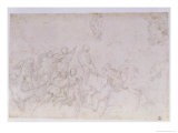 Preparatory Sketch for the "Battle of the Cascina" and Two Additional Sketches Reproduction procédé giclée par Michelangelo Buonarroti 