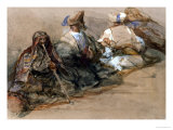 Group of Arab Figures, Two Smoking a Cubuk reproduction procédé giclée par David Roberts