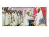 St. Benedict Hands over the Rule of the New Order to the Monks of Monte Cassino Impressão giclée por Turino Vanni