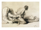 A Man and Woman Making Love, Plate I of 'Liebe', 1901 Stampa giclée di Mihaly von Zichy
