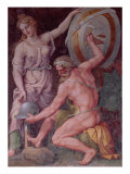 Vulcan Forging The Armour of Achilles Lámina giclée por Giulio Romano Vulcan Forging The Armour of Achilles Lámina giclée por Giulio Romano