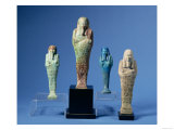Four Green or Blue Glazed Shabti Figures, Three with Horizontal Bands of Hieroglyphic Inscription Giclee Print Four Green or Blue Glazed Shabti Figures, Three with Horizontal Bands of Hieroglyphic Inscription Giclee Print