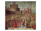 The Pilgrims Meet Pope Cyriac Before the Walls of Rome, from the St. Ursula Cycle, 1498 Giclee Print by Vittore Carpaccio