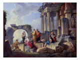Ruins with the Apostle Paul Preaching, 1744 Giclee Print by Giovanni Paolo Pannini