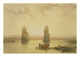 The Colossi of Memnon, at Thebes, During the Inundation, from "Egypt and Nubia," Vol.1 Giclee Print by David Roberts