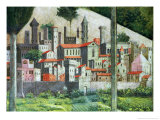 Medieval Town, Detail from the Journey of the Magi Cycle in the Chapel, circa 1460 reproduction procédé giclée par Benozzo di Lese di Sandro Gozzoli