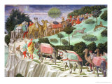 Caravan of Pack Animals Climbing a Hill, Detail from the Journey of the Magi Cycle reproduction procédé giclée par Benozzo di Lese di Sandro Gozzoli