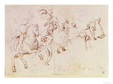 Study of Four Horsemen and a Male Nude for a "Sacre Conversazione" Reproduction procédé giclée par Raphael 
