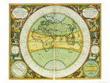 Ancient Hemispheres of the World, Plate 94 from the Celestial Atlas, or the Harmony of the Universe Giclee Print by Andreas Cellarius