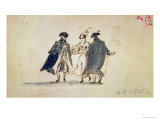 Three Masked Figures in Carnival Costume Giclee Print by Francesco Guardi
