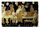 Red and White Figure Calyx Crater: Detail Depicting Banquet Scene, Greek Giclee Print