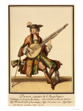 Gentleman Playing The Angelica, Fashion Plate, c. 1695 Lámina giclée por Nicolas Bonnart Gentleman Playing The Angelica, Fashion Plate, c. 1695 Lámina giclée por Nicolas Bonnart