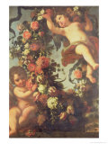 Two Putti Supporting a Flower Garland Giclee Print by F. Von & Courtois Tamm