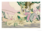 Picnic and Fishing Scene, circa 1920 Giclee Print by Charles Martin