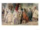 Figures in the Bazaar, Constantinople Giclee Print by Amadeo Preziosi